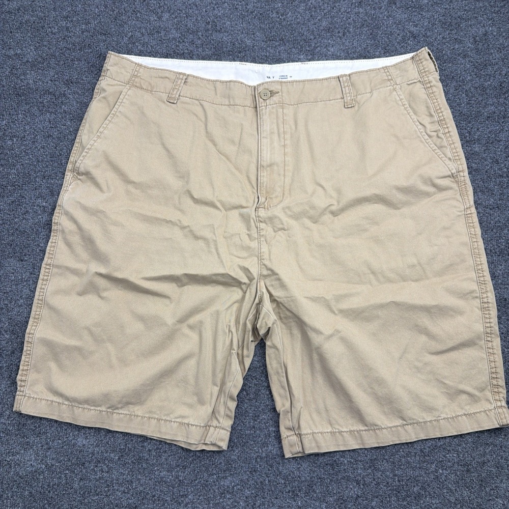 Old Navy Lived In Straight Chino Shorts Mens 44 Khaki Tan Flat Front Casual